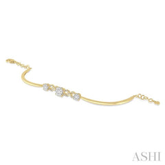 3/4 ctw Round Cut Diamond Lovebright Bracelet in 14K Yellow and White Gold