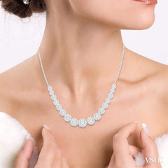3 1/10 Ctw Round Cut Diamond Lovebright Necklace in 14K White Gold