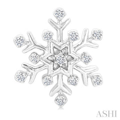 1/10 Ctw Petite Snowflake Round Cut Diamond Fashion Stud Earring in 10K White Gold