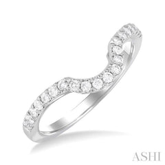 1/4 Ctw Deep Curve Center Round Cut Diamond Wedding Band in 14K White Gold