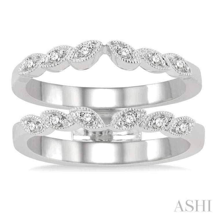 1/6 Ctw Round Cut Diamond Insert Ring in 14K White Gold