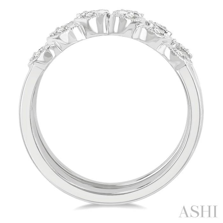 1/6 Ctw Round Cut Diamond Insert Ring in 14K White Gold