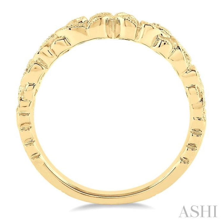 1/5 Ctw Floral Lattice Round Cut Diamond Wedding Band in 14K Yellow Gold