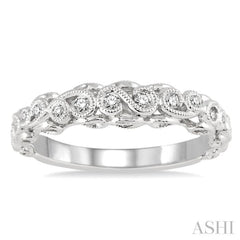 1/6 Ctw Lattice Milgrain Creeper Round Cut Diamond Stack Band in 14K White Gold