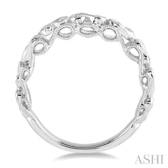 1/6 Ctw Lattice Milgrain Creeper Round Cut Diamond Stack Band in 14K White Gold