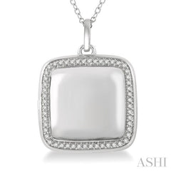 1/4 Ctw Round Cut Diamond Square Locket Pendant With Chain in 10K White Gold