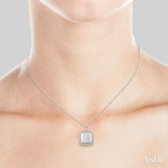 1/4 Ctw Round Cut Diamond Square Locket Pendant With Chain in 10K White Gold