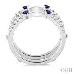 2.1 MM Round Cut Sapphire and 1/3 Ctw Round Cut Diamond Insert Precious Ring in 14K White Gold