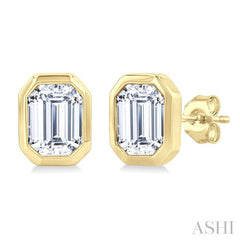 3/8 Ctw Emerald Pie Cut Diamond Fashion Stud Earring in 14K Yellow Gold
