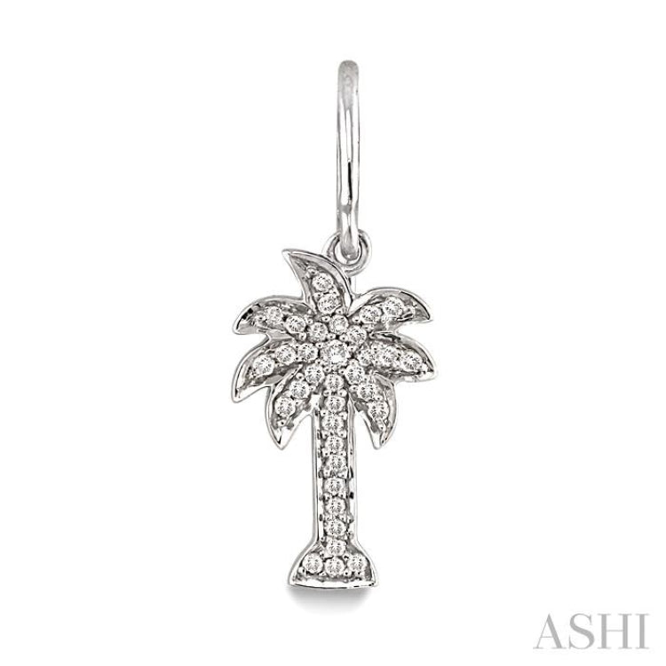1/4 Ctw Palm Tree Round Cut Diamond Earrings in 14K White Gold