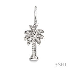 1/4 Ctw Palm Tree Round Cut Diamond Earrings in 14K White Gold
