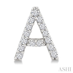1/10 Ctw Initial 'A' Round Cut Diamond Earrings in 10K White Gold