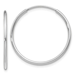 14k White Gold 1.2x25mm Polished Endless Tube Hoop Earrings