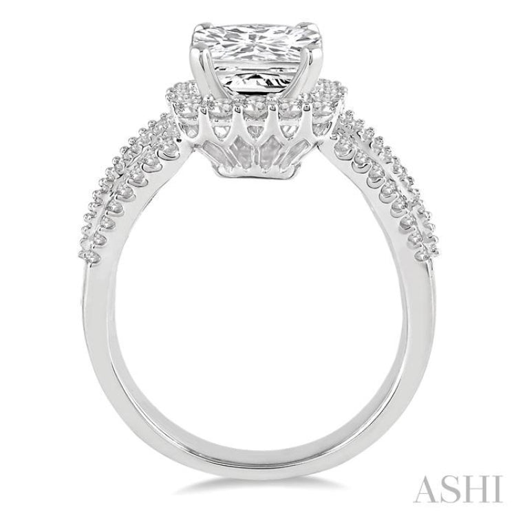 1 1/5 Ctw Diamond Semi-Mount Engagement Ring in 14K White Gold