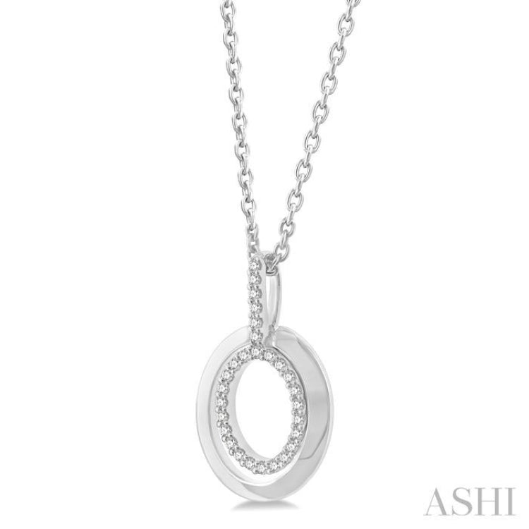 1/10 Ctw Petite Twin Oval Round Cut Diamond Fashion Pendant With Chain in 10K White Gold