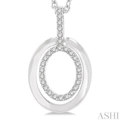 1/10 Ctw Petite Twin Oval Round Cut Diamond Fashion Pendant With Chain in 10K White Gold