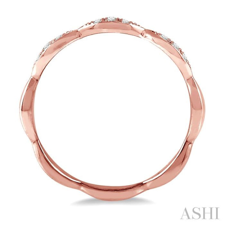 1/10 Ctw Marquise Lattice Round Cut Diamond Stackable Band in 14K Rose Gold