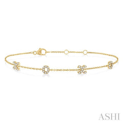 1/5 Ctw 'XO' Hugs and Kisses Round Cut Diamond Station Bracelet in 10K Yellow Gold