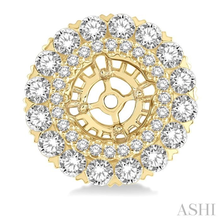 1 3/4 Ctw Circular Scalloped Edge Round Cut Diamond Earrings Jacket in 14K Yellow Gold