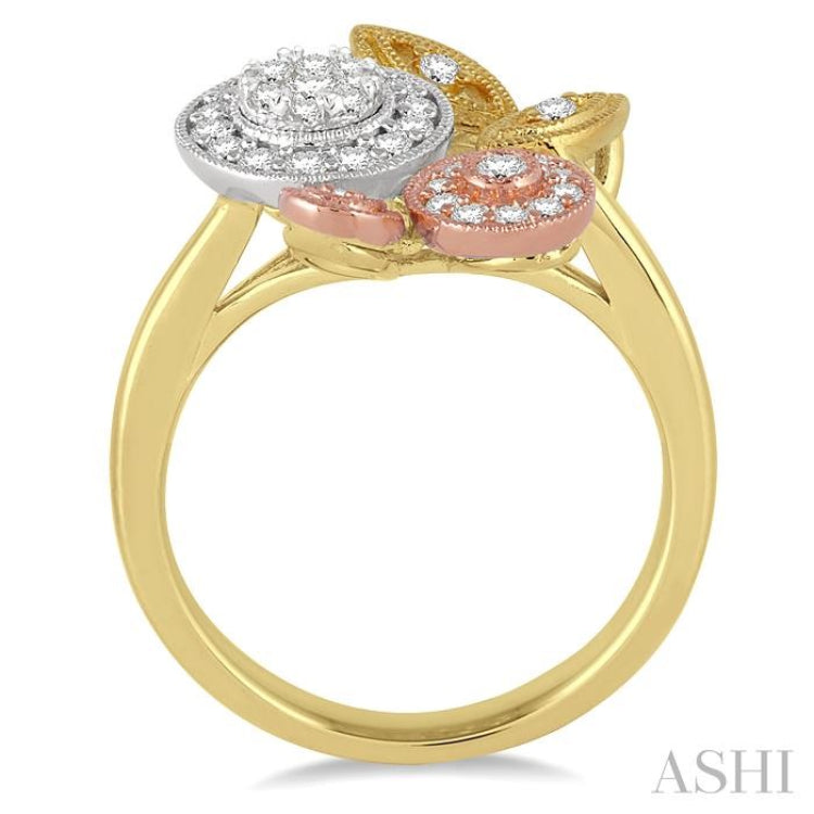 1/2 Ctw Diamond Lovebright Ring in 14K Tri Color Gold