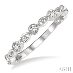 1/5 Ctw Lattice Marquise & Circular Mount Round Cut Diamond Stackable Band in 14K White Gold