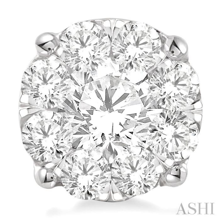 4 Ctw Lovebright Round Cut Diamond Stud Earrings in 14K White Gold