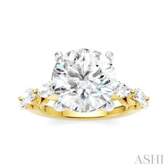 1 Ctw Round Shape Marquise and Round Cut Diamond Semi-Mount Engagement Ring in 14K Yellow and White Gold