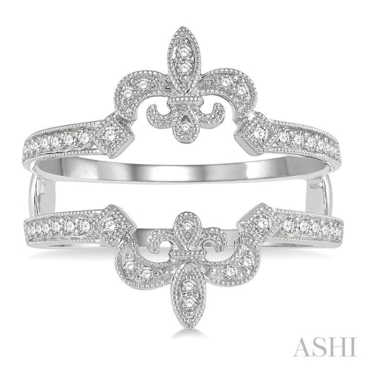 1/4 Ctw Fleur De Lis Round Cut Diamond Insert Ring in 14K White Gold