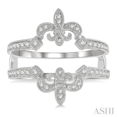 1/4 Ctw Fleur De Lis Round Cut Diamond Insert Ring in 14K White Gold