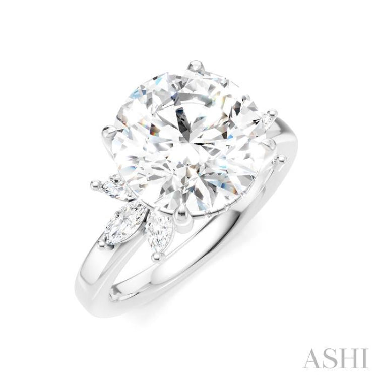 1/2 Ctw Akari Circular Shape Marquise and Round Cut Diamond Semi-Mount Engagement Ring in 14K White Gold