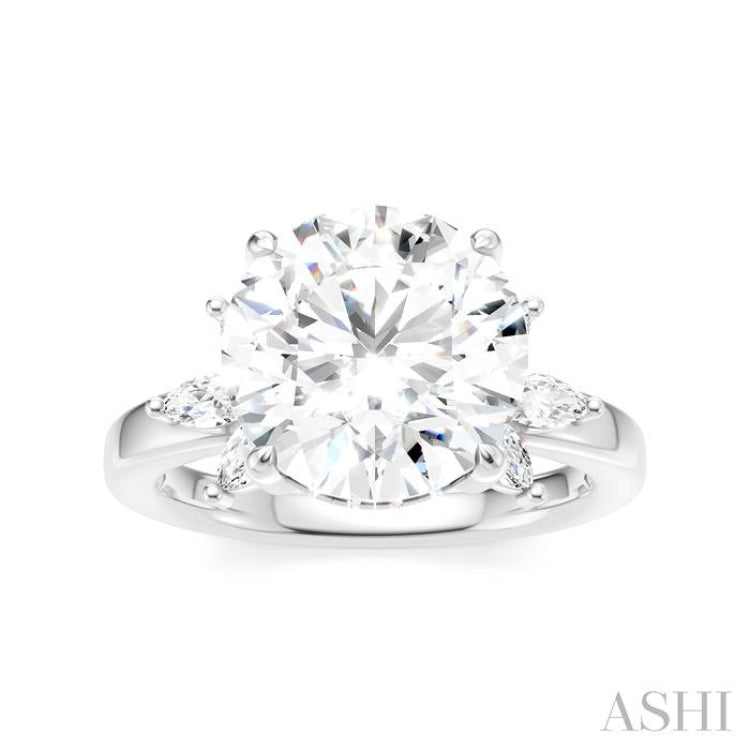 1/2 Ctw Akari Circular Shape Marquise and Round Cut Diamond Semi-Mount Engagement Ring in 14K White Gold