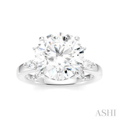 1/2 Ctw Akari Circular Shape Marquise and Round Cut Diamond Semi-Mount Engagement Ring in 14K White Gold