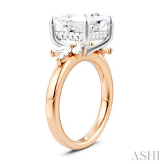 5/8 Ctw Akari Princess Shape Marquise and Round Cut Diamond Semi-Mount Engagement Ring in 14K Rose and White Gold