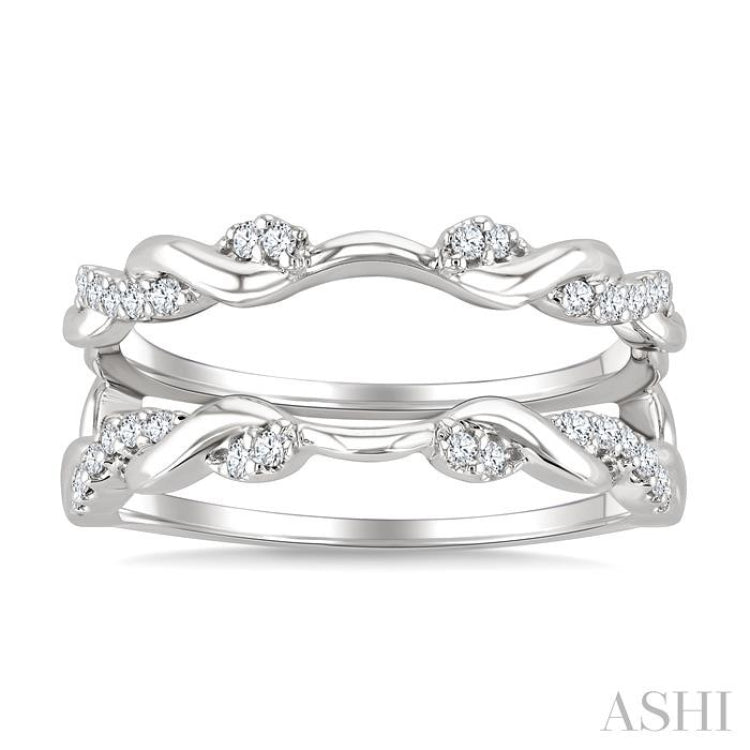1/4 Ctw Twisted Round Cut Diamond Insert Ring in 14K White Gold