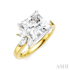 1/2 Ctw Akari Princess Shape Marquise and Round Cut Diamond Semi-Mount Engagement Ring in 14K Yellow and White Gold