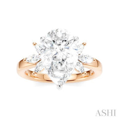 5/8 Ctw Akari Pear Shape Marquise and Round Cut Diamond Semi-Mount Engagement Ring in 14K Rose and White Gold