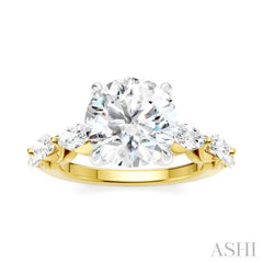 1 Ctw Round Shape Marquise and Round Cut Diamond Semi-Mount Engagement Ring in 14K Yellow and White Gold