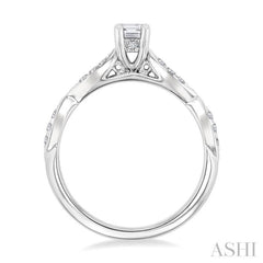 1/6 Ctw Marquise Link Shank Round Cut Diamond Semi-Mount Engagement Ring 14K White Gold