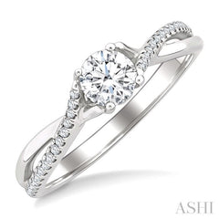1/6 Ctw Split Crossover Round Cut Diamond Semi-Mount Engagement Ring in 14K White Gold