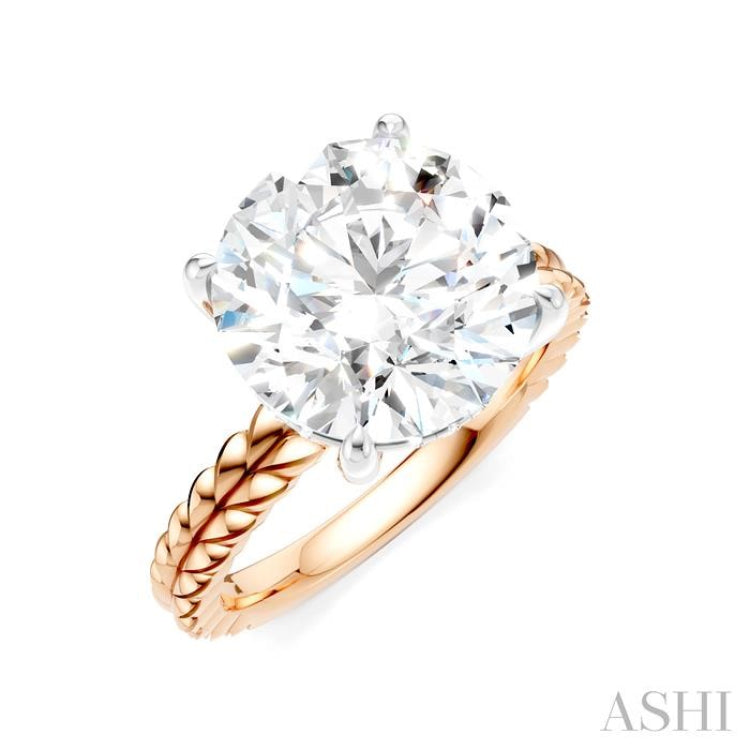 1/10 Ctw Round Shape Round Cut Diamond Semi-Mount Engagement Ring in 14K Rose and White Gold