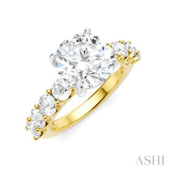 1 1/4 Ctw Round Shape Round Cut Diamond Semi-Mount Engagement Ring in 14K Yellow and White Gold