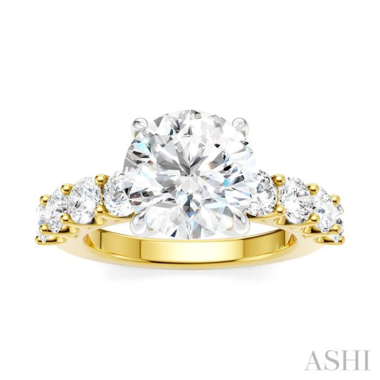 1 1/4 Ctw Round Shape Round Cut Diamond Semi-Mount Engagement Ring in 14K Yellow and White Gold