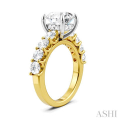 1 1/4 Ctw Round Shape Round Cut Diamond Semi-Mount Engagement Ring in 14K Yellow and White Gold