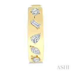 1/3 Ctw Mixed Cut Diamond Fashion Hoop Earrings in 14K Yellow Gold