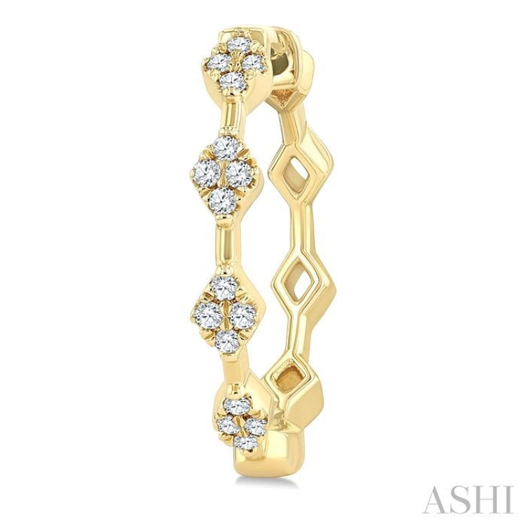 1/6 Ctw Geometric Shape Round Cut Diamond Fashion Hoop Earring in 10K Yellow Gold