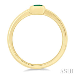 6X4 MM Octagon Shape Emerald Precious Solitaire Ring in 14K Yellow Gold