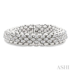 1 1/4 Ctw Bold Weave Round Cut Diamond Fashion Bracelet in 14K White Gold