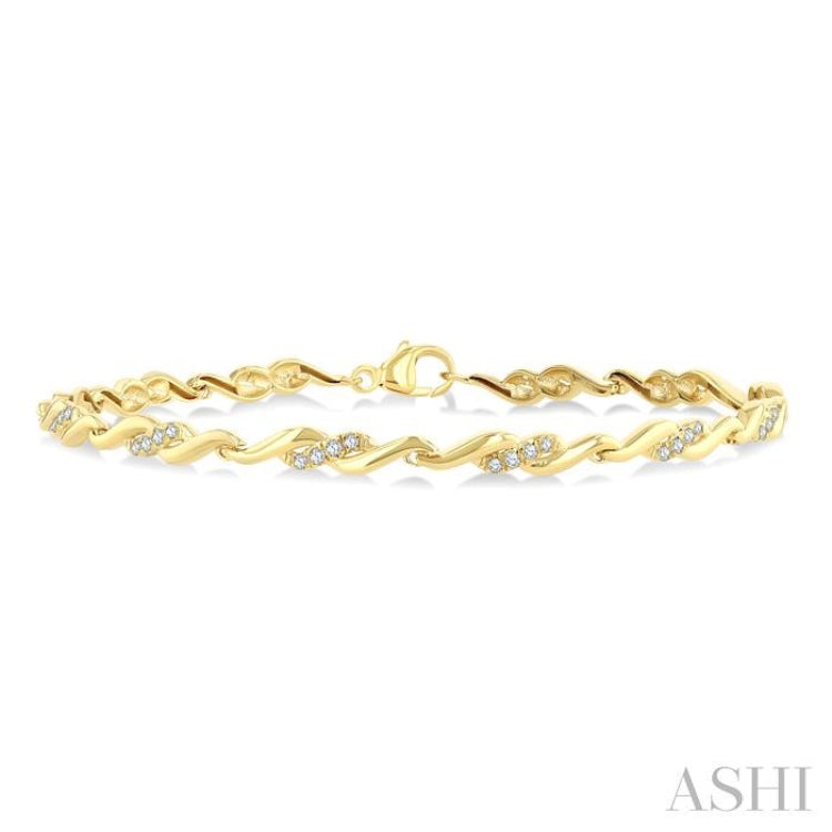 1/4 Ctw Swirl Round Cut Diamond Fashion Bracelet in 10K Yellow Gold