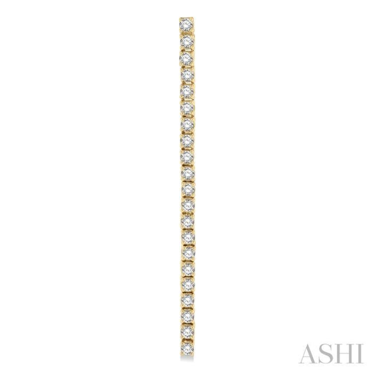 1 1/2 Ctw Single Line Drop Round Cut Diamond Tennis Earrings in 14K Yellow Gold