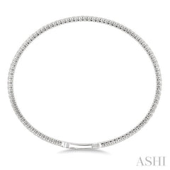 2 Ctw Full Length Round Cut Diamond Straight Flex Bangle in 14K White Gold